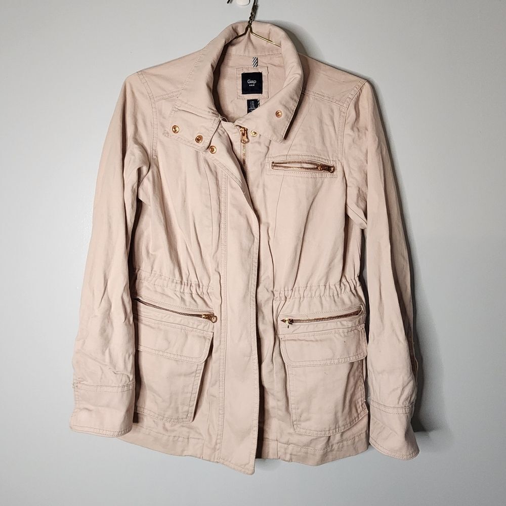 Gap Jacket Women's Casual pink Solid Lightweight Full Zip Military Size XS